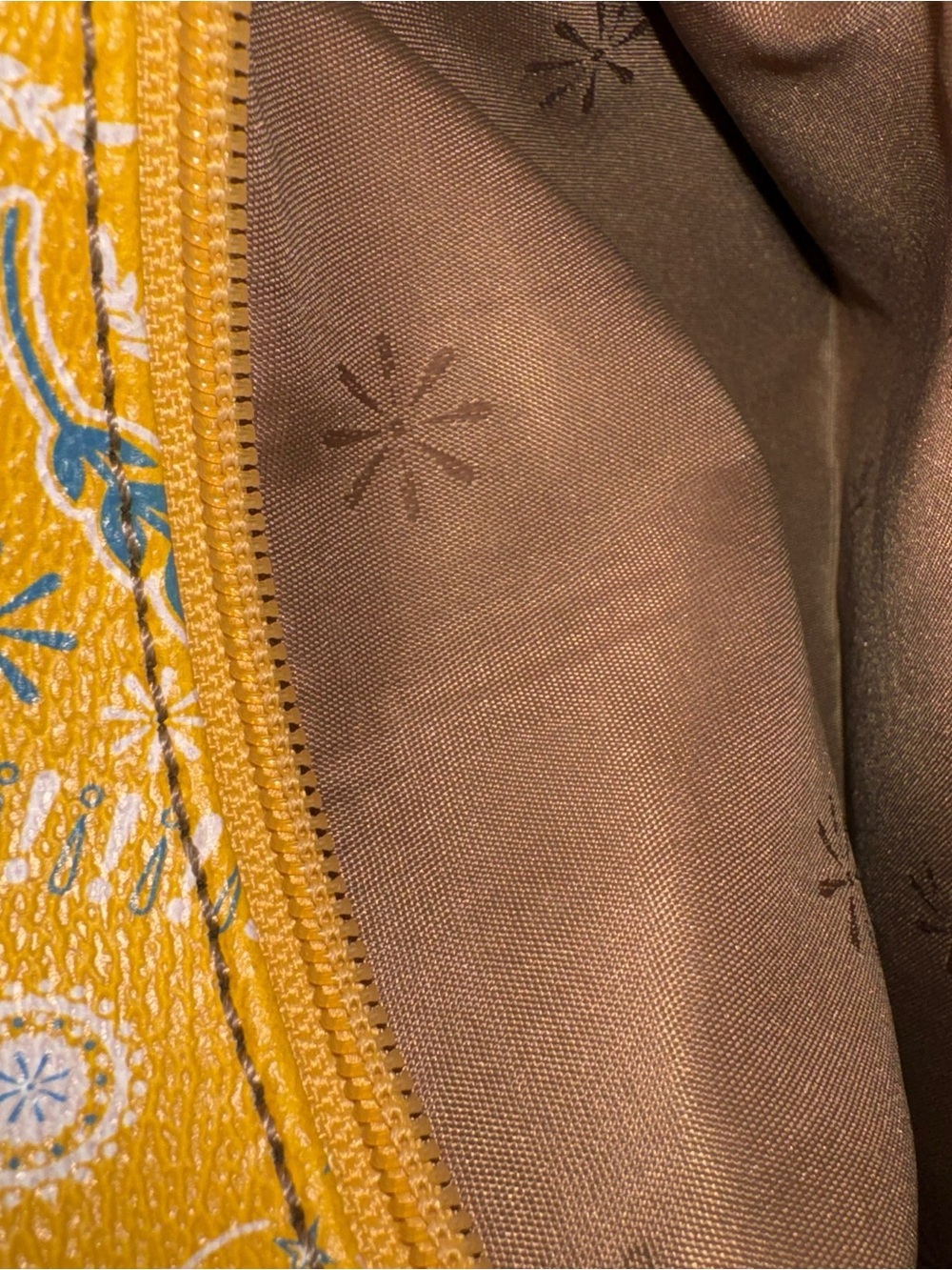 Isaac Mizrahi Yellow Paisley Floral Tote with Tan Handles - Picture 9 of 9
